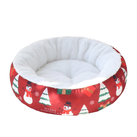 Pet Cat Dog Christmas Round Nest Mat Dog Nest Warmth Pet Mat Warmth Thickened Warmth