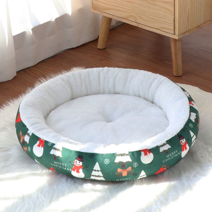 Pet Cat Dog Christmas Round Nest Mat Dog Nest Warmth Pet Mat Warmth Thickened Warmth